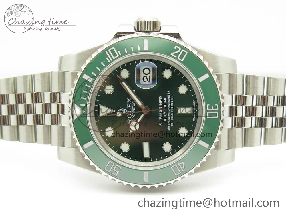 Submariner 116610 LV Green Ceramic V9F 904L 1:1 Best Edition on SS Jubilee Bracelet SA3135