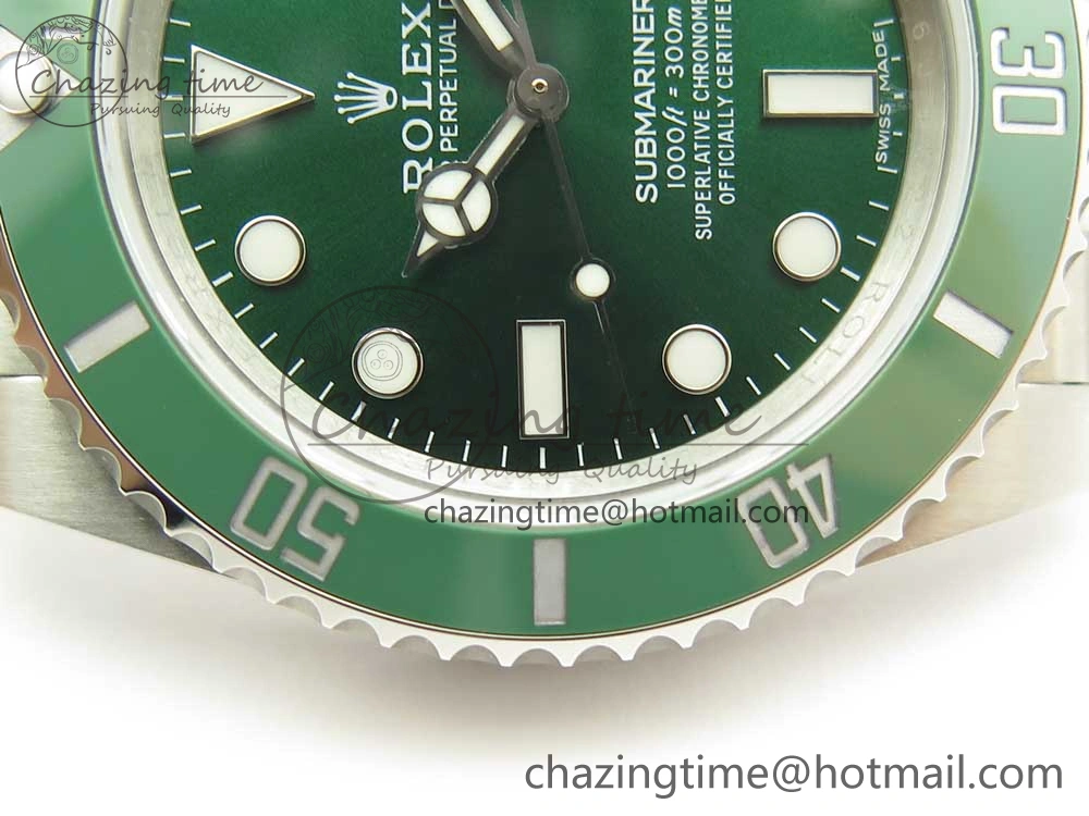 Submariner 116610 LV Green Ceramic V9F 904L 1:1 Best Edition on SS Jubilee Bracelet SA3135