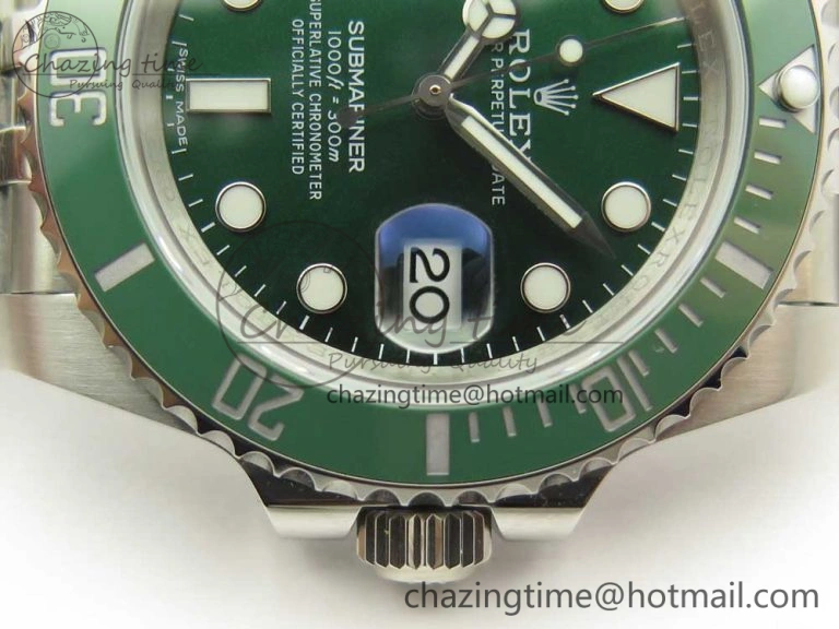 Submariner 116610 LV Green Ceramic V9F 904L 1:1 Best Edition on SS Jubilee Bracelet SA3135