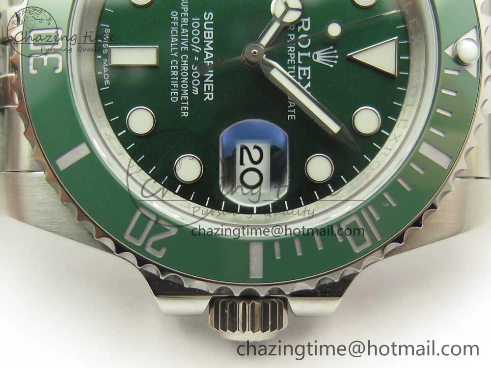 Submariner 116610 LV Green Ceramic V9F 904L 1:1 Best Edition on SS Jubilee Bracelet SA3135