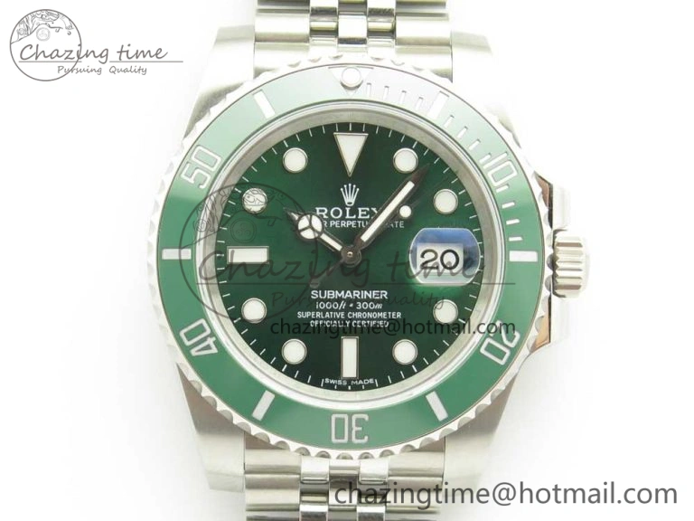Submariner 116610 LV Green Ceramic V9F 904L 1:1 Best Edition on SS Jubilee Bracelet SA3135