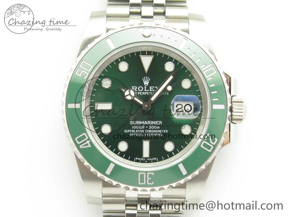 Submariner 116610 LV Green Ceramic V9F 904L 1:1 Best Edition on SS Jubilee Bracelet SA3135