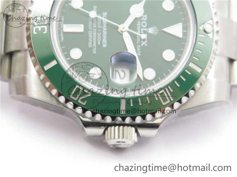 Submariner 116610 LV Green Ceramic ZZF 904L 1:1 Best Edition on SS Bracelet A2836 V2s