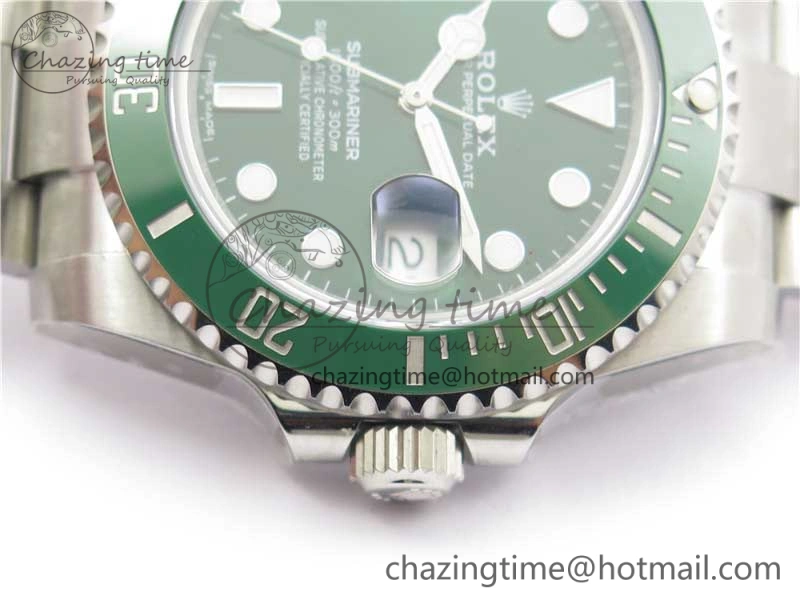 Submariner 116610 LV Green Ceramic ZZF 904L 1:1 Best Edition on SS Bracelet A2836 V2s