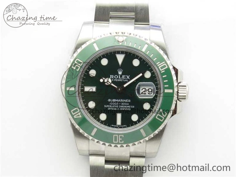 Submariner 116610 LV Green Ceramic ZZF 904L 1:1 Best Edition on SS Bracelet A2836 V2s