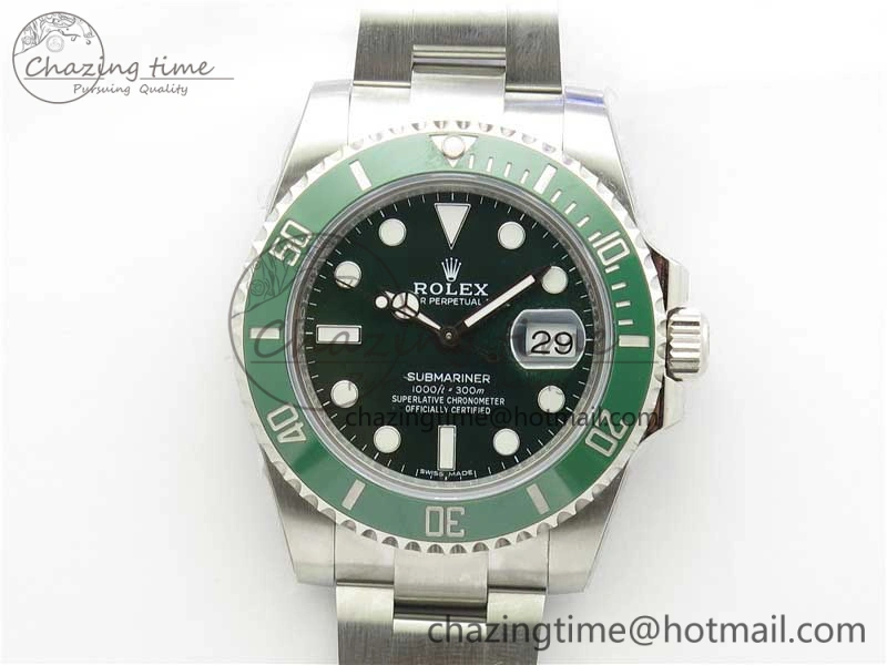 Submariner 116610 LV Green Ceramic ZZF 904L 1:1 Best Edition on SS Bracelet A2836 V2s