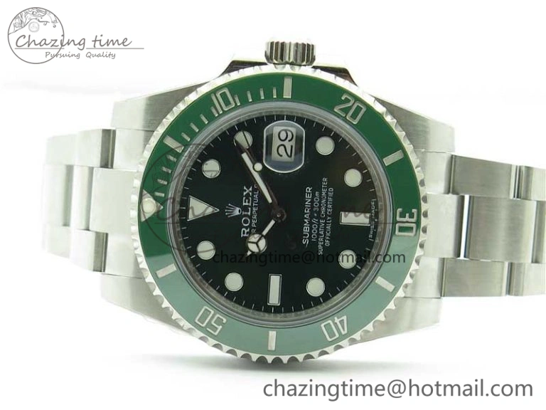 Submariner 116610 LV Green Ceramic ZZF 904L 1:1 Best Edition on SS Bracelet A2836 V2s