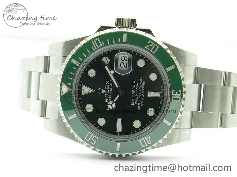 Submariner 116610 LV Green Ceramic ZZF 904L 1:1 Best Edition on SS Bracelet A2836 V2s