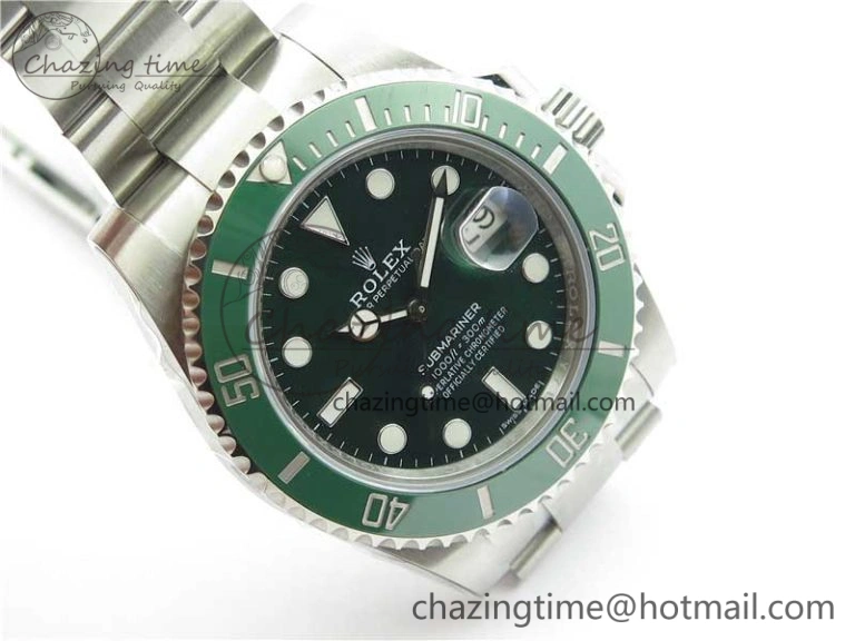 Submariner 116610 LV Green Ceramic ZZF 904L 1:1 Best Edition on SS Bracelet A2836 V2s