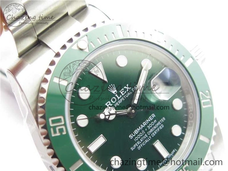 Submariner 116610 LV Green Ceramic ZZF 904L 1:1 Best Edition on SS Bracelet A2836 V2s