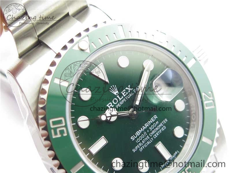 Submariner 116610 LV Green Ceramic ZZF 904L 1:1 Best Edition on SS Bracelet A2836 V2s
