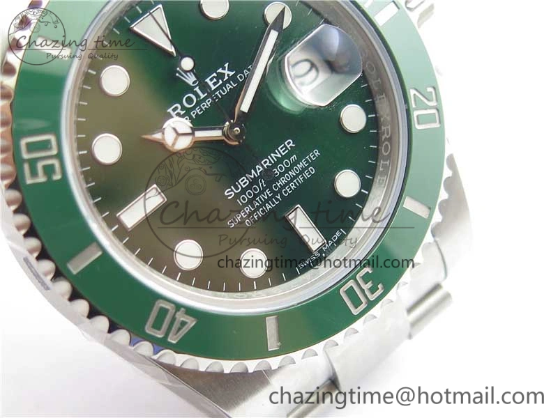 Submariner 116610 LV Green Ceramic ZZF 904L 1:1 Best Edition on SS Bracelet A2836 V2s