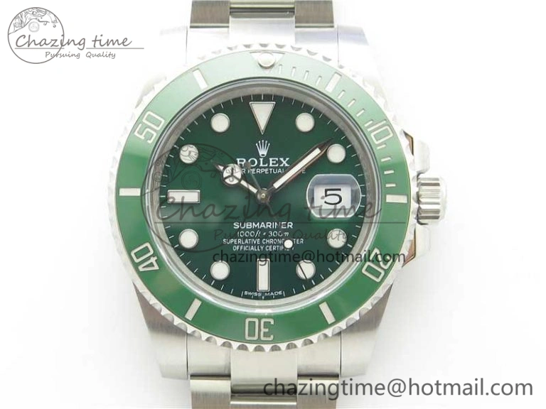 Submariner 116610 LV Green Ceramic ZZF 904L 1:1 Best Edition on SS Bracelet SA3135 V2