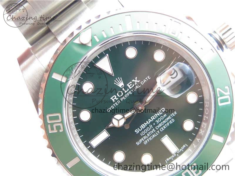 Submariner 116610 LV Green Ceramic ZZF 904L 1:1 Best Edition on SS Bracelet VR3135 V3