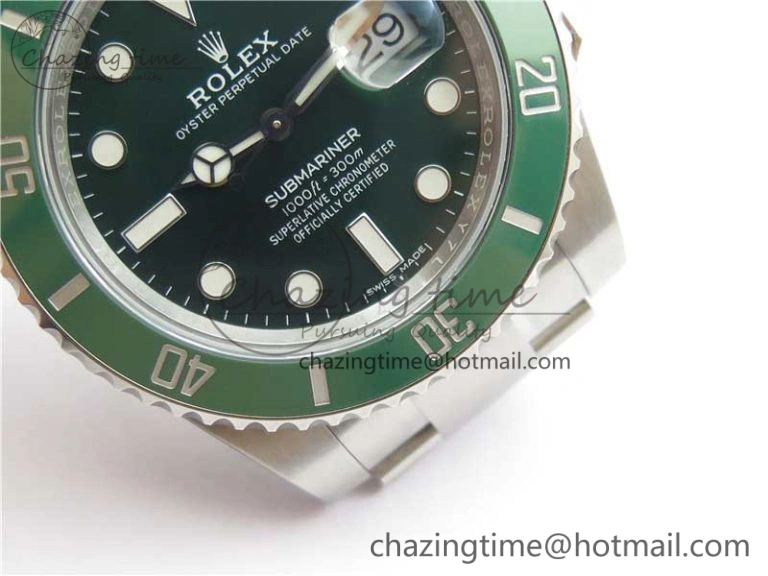 Submariner 116610 LV Green Ceramic ZZF 904L 1:1 Best Edition on SS Bracelet VR3135 V3