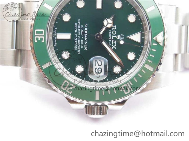 Submariner 116610 LV Green Ceramic ZZF 904L 1:1 Best Edition on SS Bracelet VR3135 V3