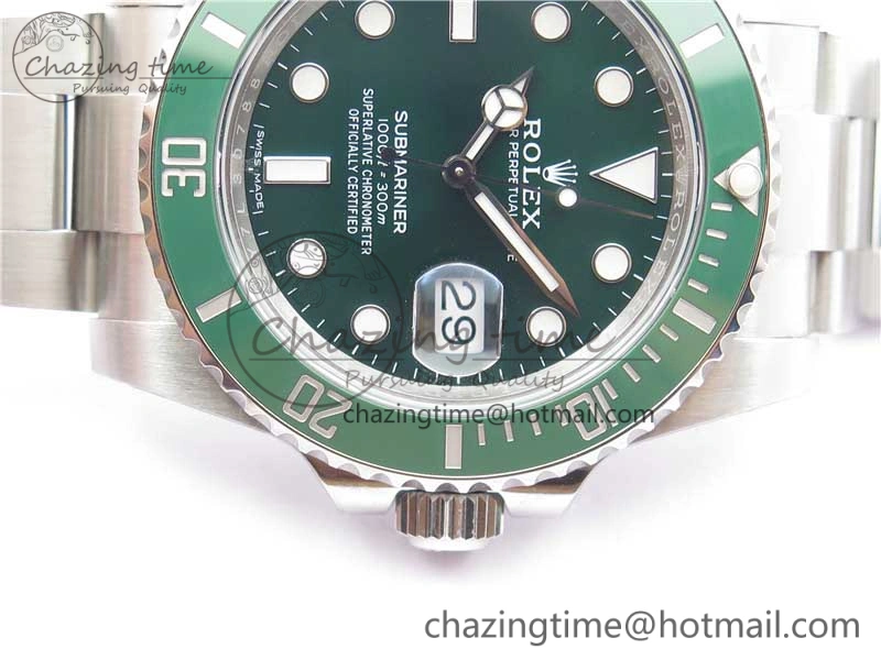 Submariner 116610 LV Green Ceramic ZZF 904L 1:1 Best Edition on SS Bracelet VR3135 V3