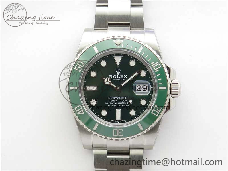 Submariner 116610 LV Green Ceramic ZZF 904L 1:1 Best Edition on SS Bracelet VR3135 V3