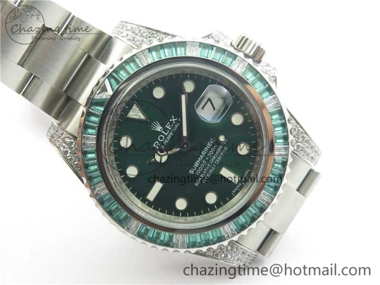 Submariner 116610 LV Green Diamonds Bezel Noob 1:1 Best Edition 904L SS Case and Bracelet SA3135 V9