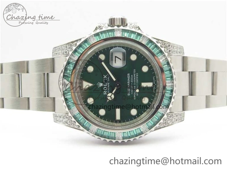 Submariner 116610 LV Green Diamonds Bezel Noob 1:1 Best Edition 904L SS Case and Bracelet SA3135 V9