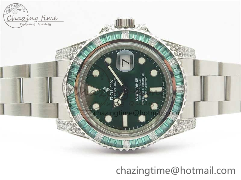 Submariner 116610 LV Green Diamonds Bezel Noob 1:1 Best Edition 904L SS Case and Bracelet SA3135 V9