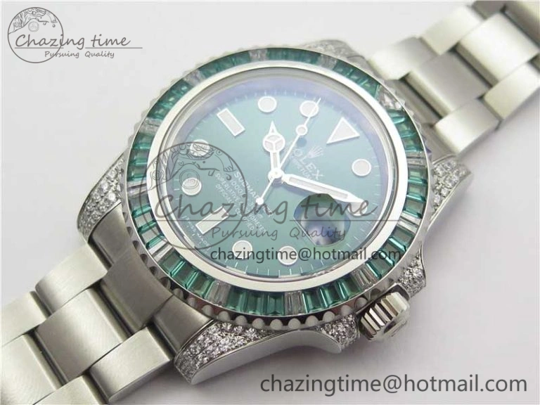 Submariner 116610 LV Green Diamonds Bezel Noob 1:1 Best Edition 904L SS Case and Bracelet SA3135 V9