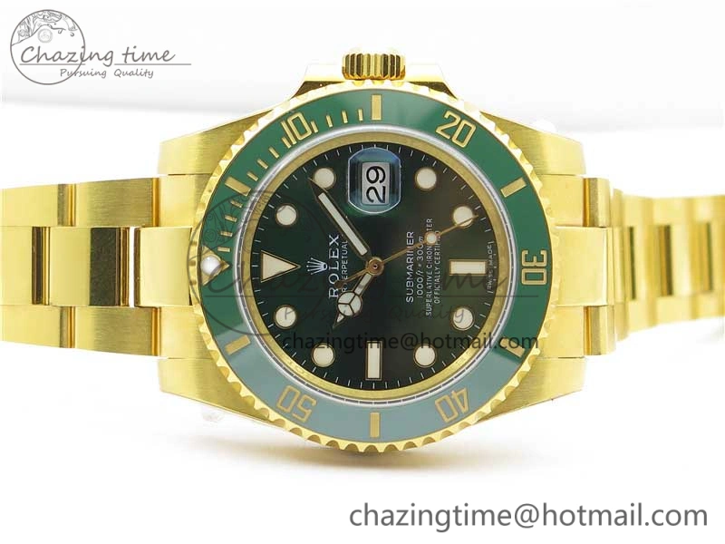 Submariner 116610 LV ROF Best Edition YG Wrapped Green Dial on YG Wrapped Bracelet A2836