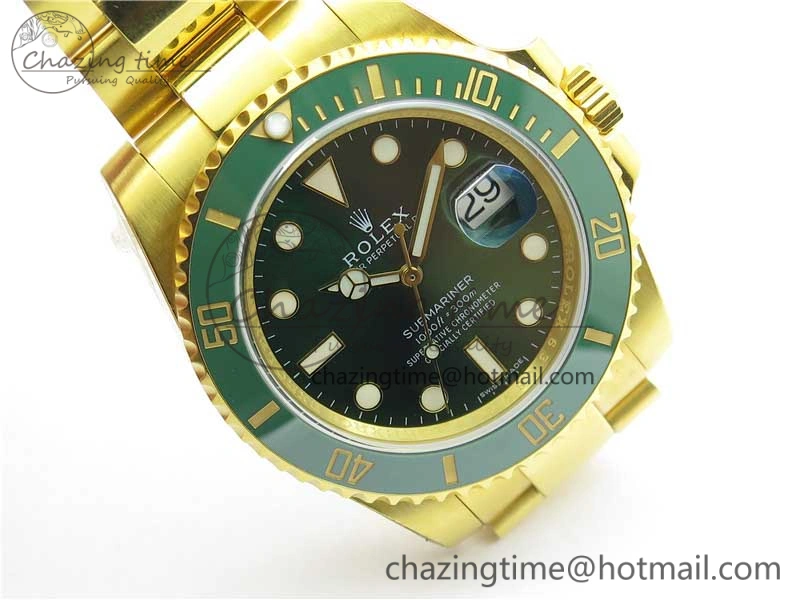 Submariner 116610 LV ROF Best Edition YG Wrapped Green Dial on YG Wrapped Bracelet A2836