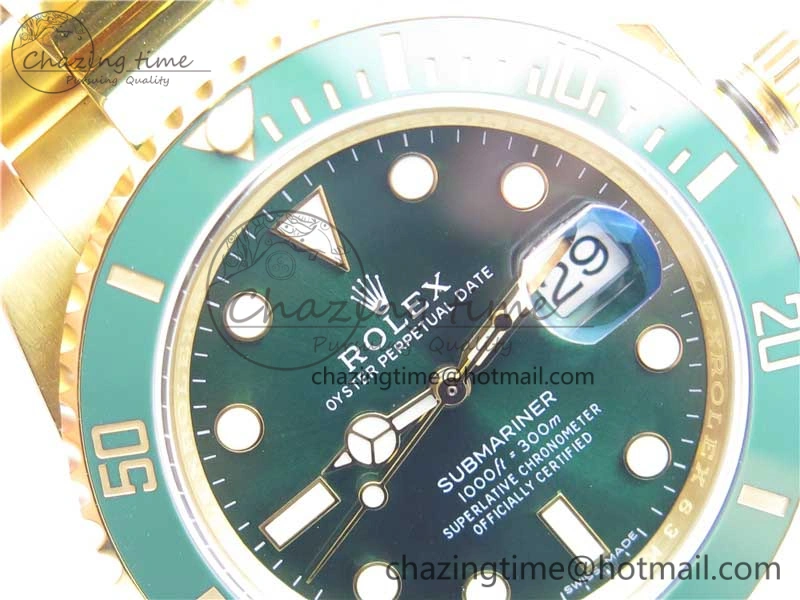 Submariner 116610 LV ROF Best Edition YG Wrapped Green Dial on YG Wrapped Bracelet A2836