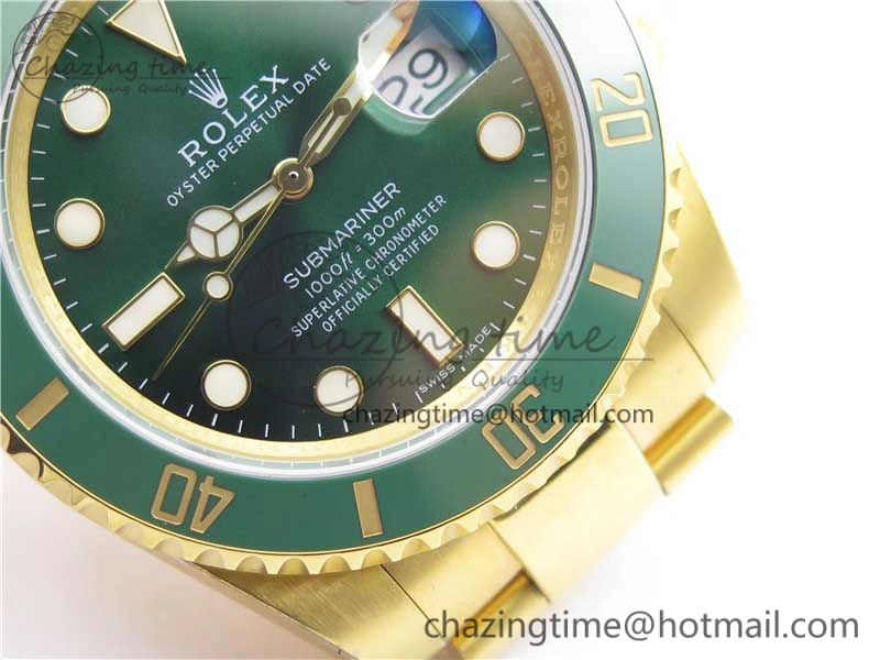 Submariner 116610 LV ROF Best Edition YG Wrapped Green Dial on YG Wrapped Bracelet A2836