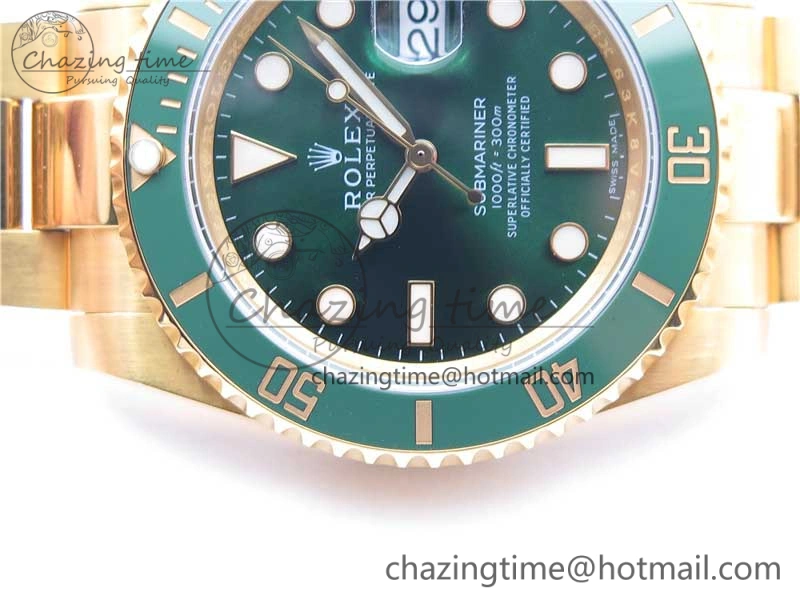 Submariner 116610 LV ROF Best Edition YG Wrapped Green Dial on YG Wrapped Bracelet A2836
