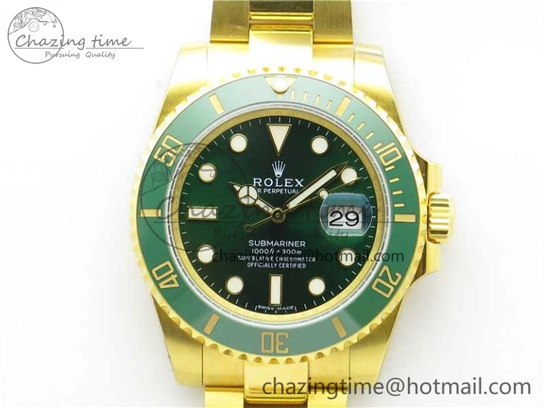 Submariner 116610 LV ROF Best Edition YG Wrapped Green Dial on YG Wrapped Bracelet A2836