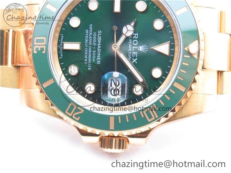 Submariner 116610 LV ROF Best Edition YG Wrapped Green Dial on YG Wrapped Bracelet A2836