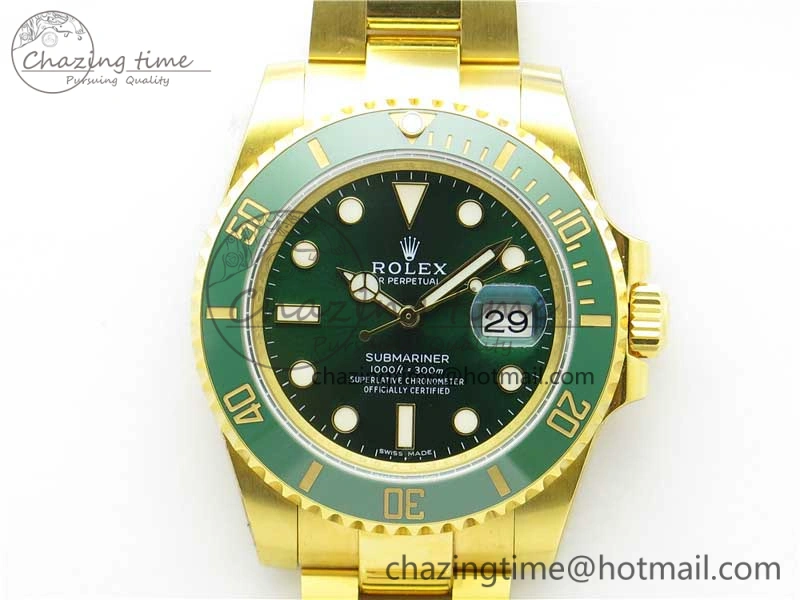 Submariner 116610 LV ROF Best Edition YG Wrapped Green Dial on YG Wrapped Bracelet A2836