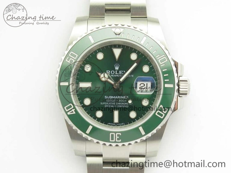 Submariner 116610LV Green Ceramic 904L Nail Marker 1:1 Best Edition on SS Bracelet A3135