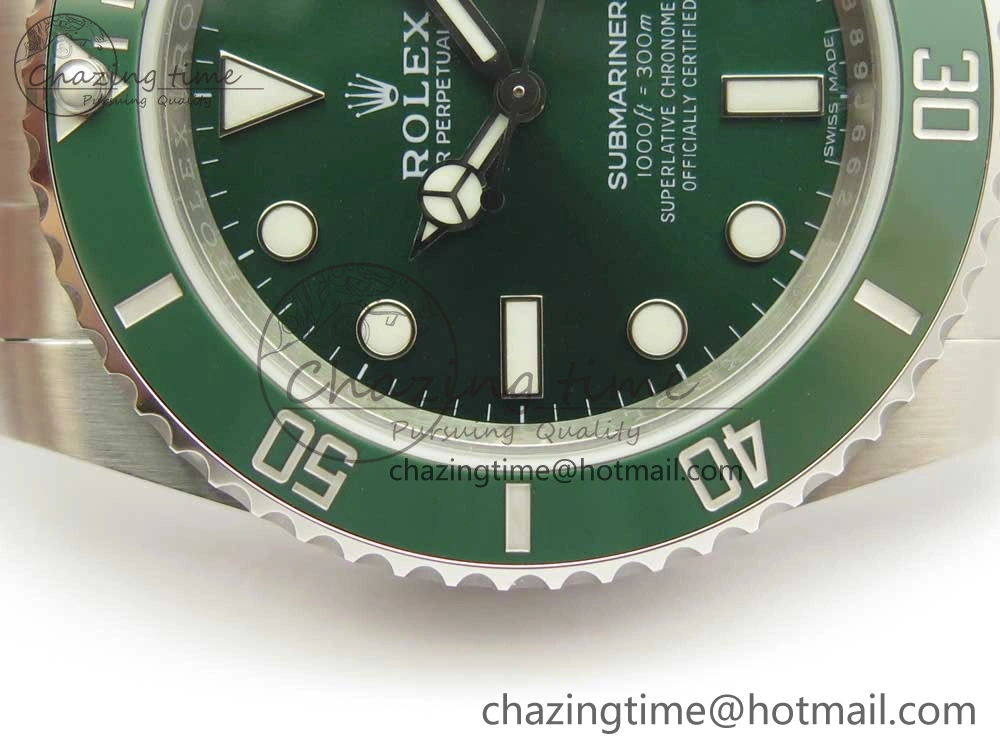Submariner 116610LV Green Ceramic 904L Nail Marker 1:1 Best Edition on SS Bracelet A3135