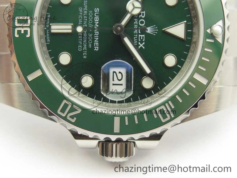 Submariner 116610LV Green Ceramic 904L Nail Marker 1:1 Best Edition on SS Bracelet A3135