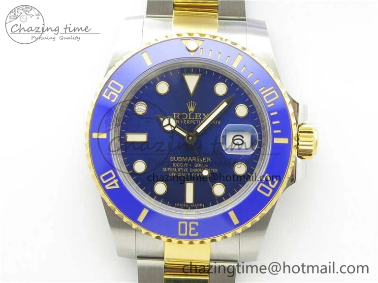 Submariner 116613 LB Blue Ceramic D1F 1:1 Best Edition Wrapped Gold SS Case and Bracelet A2824