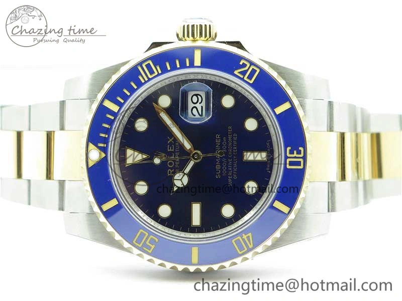 Submariner 116613 LB Blue Ceramic SS YG Wrapped ROF 1:1 Best Edition Blue Dial On SS YG Wrapped Bracelet A2836