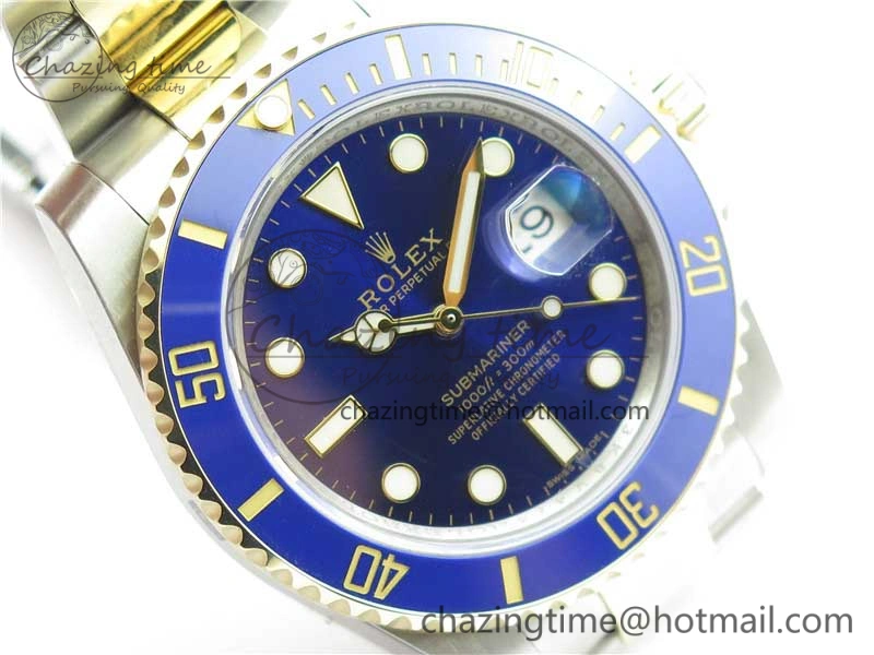 Submariner 116613 LB Blue Ceramic SS YG Wrapped ROF 1:1 Best Edition Blue Dial On SS YG Wrapped Bracelet A2836