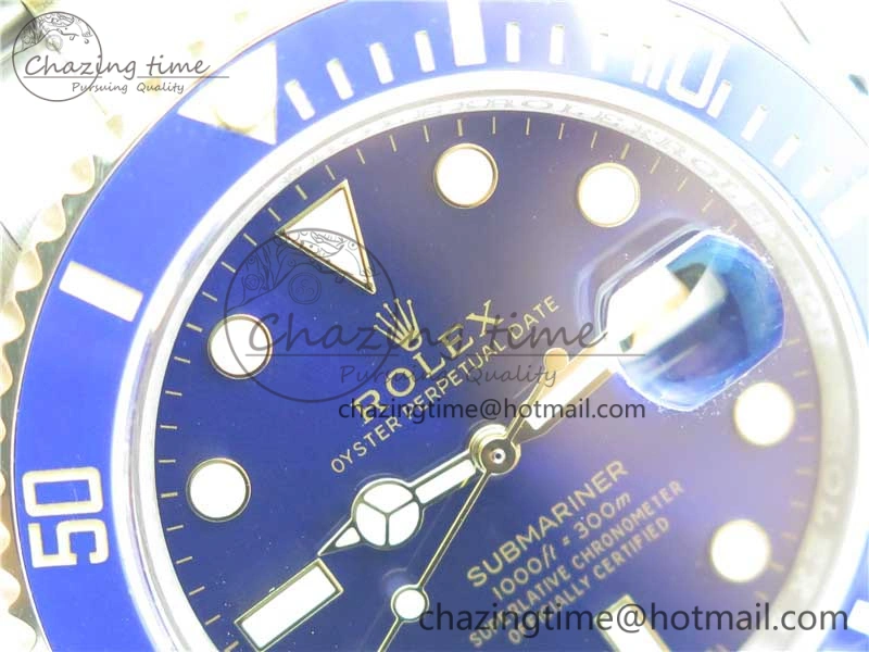 Submariner 116613 LB Blue Ceramic SS YG Wrapped ROF 1:1 Best Edition Blue Dial On SS YG Wrapped Bracelet A2836
