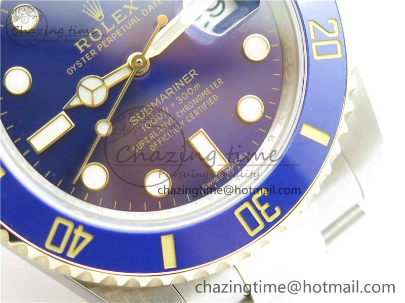 Submariner 116613 LB Blue Ceramic SS YG Wrapped ROF 1:1 Best Edition Blue Dial On SS YG Wrapped Bracelet A2836