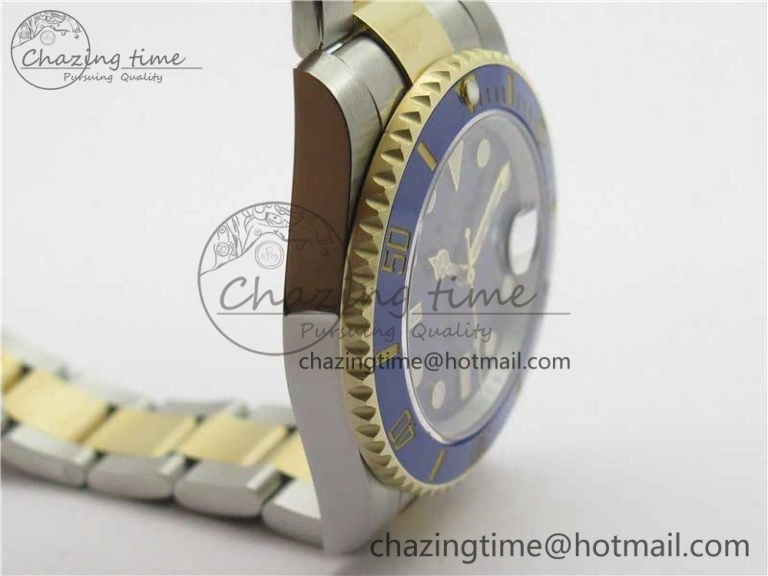 Submariner 116613 LB Blue Ceramic SS YG Wrapped ROF 1:1 Best Edition Blue Dial On SS YG Wrapped Bracelet A2836