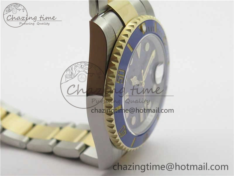 Submariner 116613 LB Blue Ceramic SS YG Wrapped ROF 1:1 Best Edition Blue Dial On SS YG Wrapped Bracelet A2836