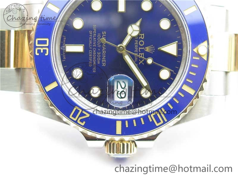 Submariner 116613 LB Blue Ceramic SS YG Wrapped ROF 1:1 Best Edition Blue Dial On SS YG Wrapped Bracelet A2836