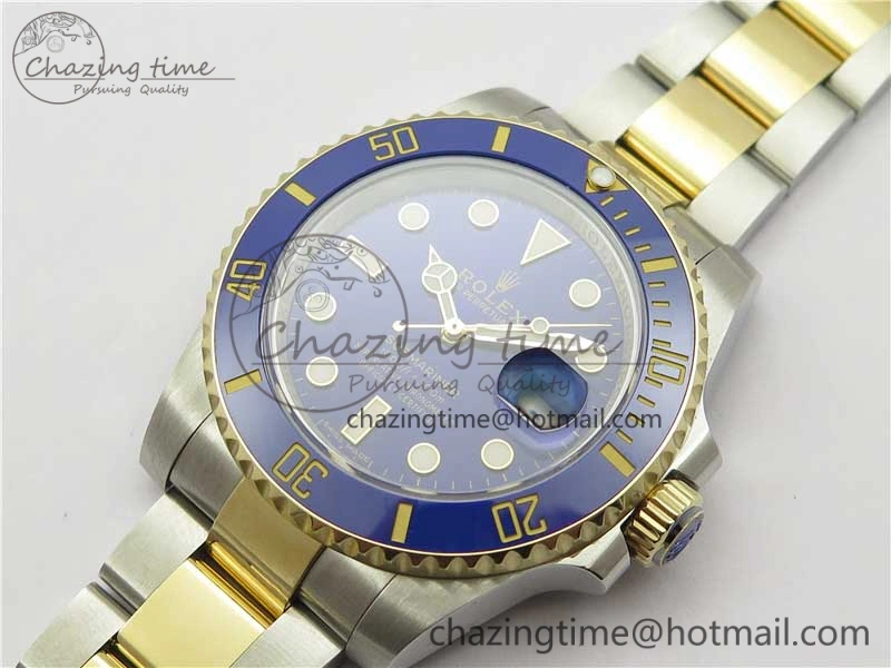 Submariner 116613 LB Blue Ceramic SS YG Wrapped ROF 1:1 Best Edition Blue Dial On SS YG Wrapped Bracelet A2836