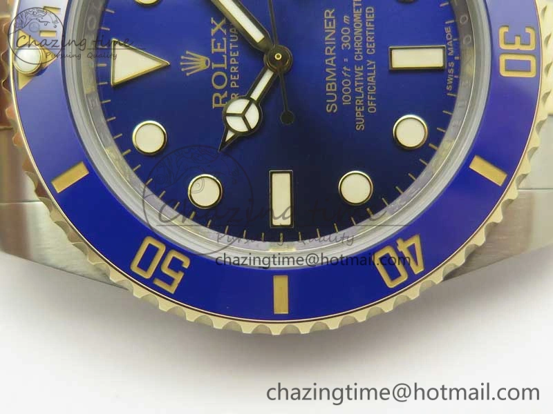 Submariner 116613 LB Noob 1:1 Best Edition YG Wrapped Bezel Blue Dial on SS YG Bracelet A2836 V8