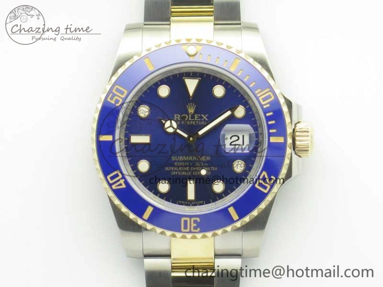 Submariner 116613 LB Noob 1:1 Best Edition YG Wrapped Bezel Blue Dial on SS YG Bracelet A2836 V8