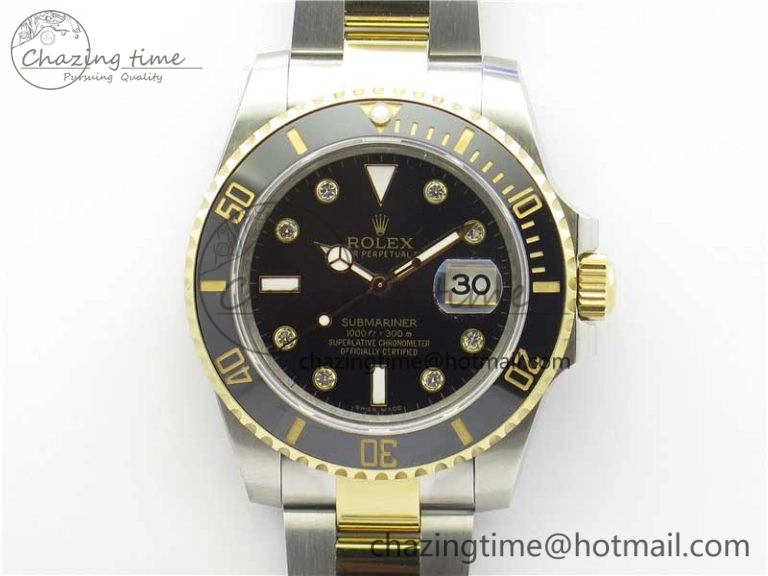 Submariner 116613 LN Black Ceramic 316L Bp Maker 1-1 Best Edition Black Dial Diam on SS  YG Bracelet SA3135 V2