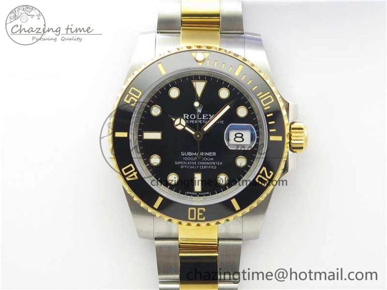 Submariner 116613 LN Black Ceramic D1F 1:1 Best Edition Wrapped Gold SS Case and Bracelet A2824